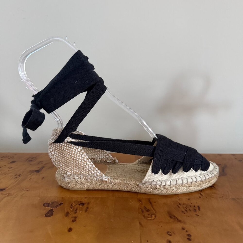 CASTANER Ivory & Black Lace up Espadrille - Picture 6 of 13